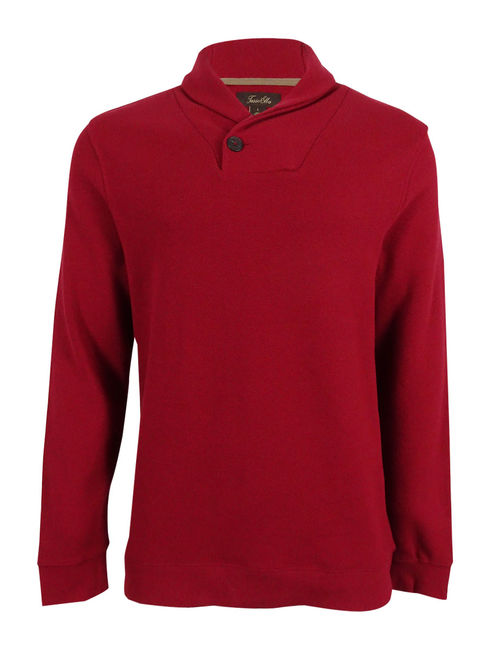 Tasso Elba Textured Shawl Collar Sweater Dark Red Solid Large L