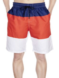Shorts Polyester Swim Trunks for Men, Quick-Dry Colorblock Swim Pants