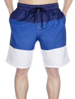 Shorts Polyester Swim Trunks for Men, Quick-Dry Colorblock Swim Pants