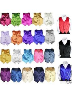 23 color Satin Vest only Boys Teens Men Formal Party Graduation Tuxedo Suit S-7