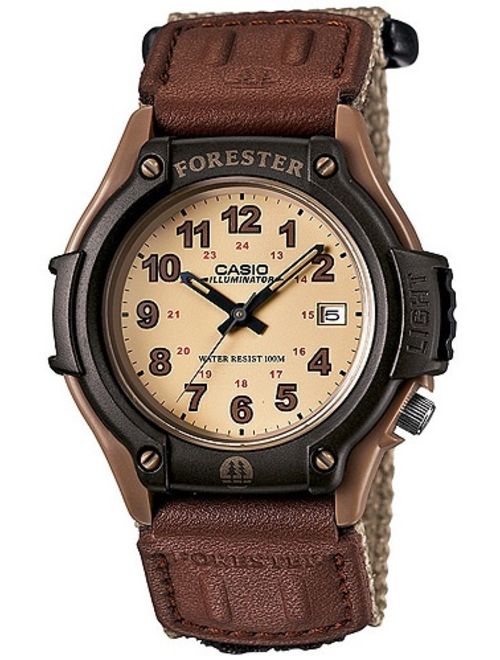 Casio Men's Forester Analog Watch, Tan Nylon Fast-Wrap Strap