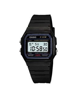 casual black resin digital watch f91w