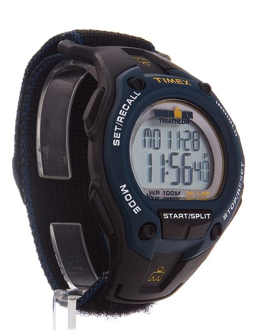 Timex Men's Ironman Classic 30 Oversized Black/Blue Watch, Fast Wrap Strap