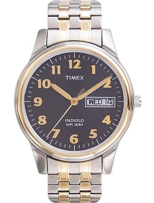 Timex Men's Easy Reader Watch, Two-Tone Extra-Long Stainless Steel Expansion Band