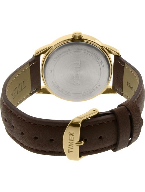 Timex Men's Easy Reader Gold-Tone Watch, Brown Leather Strap