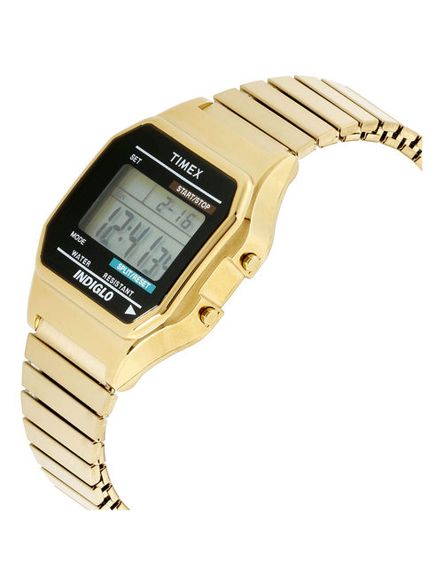 Timex Men's Classic Digital Watch, Gold-Tone Stainless Steel Expansion Band