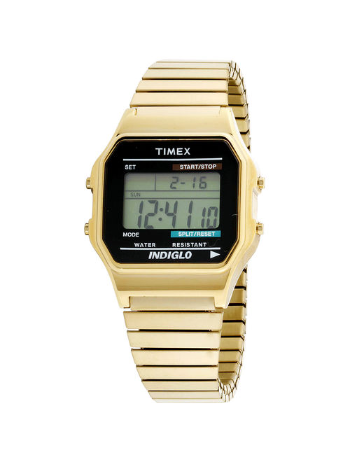 Timex Men's Classic Digital Watch, Gold-Tone Stainless Steel Expansion Band