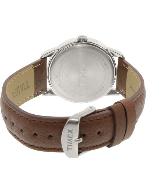 Timex Men's Easy Reader Blue Dial Watch, Brown Leather Strap