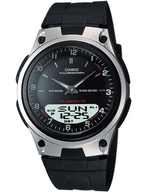 Casio Men's Ana-Digi Databank 10-Year Battery Watch, Black Resin Strap
