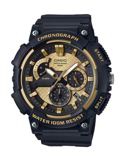 Casio Men's 3D Dial Chronograph Watch, Black/Gold - MCW200H-9AV