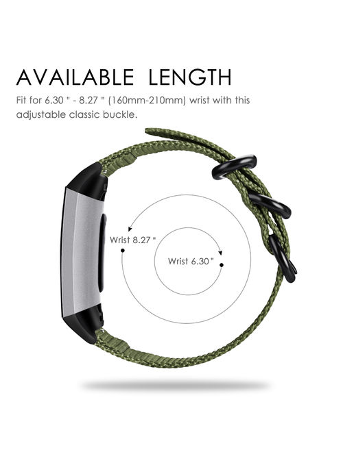 Fintie Bands for Fitbit Charge 3 SE Fitness Activity Tracker, Soft Woven Nylon Sports Band Replacement Strap Olive