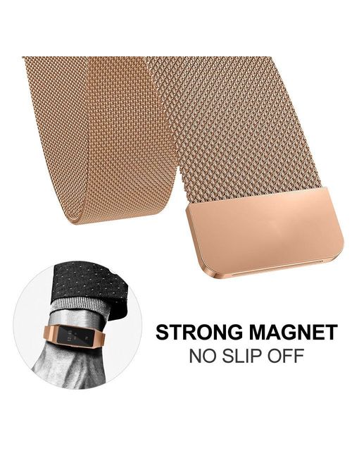 Moretek Replacement Bands for Fitbit Charge 2 Milanese, Stainless Steel Metal Magnetic Replacement Wristband for Fitbit Charge 2 Tracker Men/Women