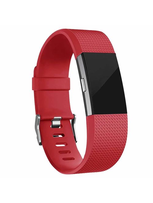 Fitbit Charge 2 Bands Replacement Sport Strap Accessories with Fasteners and Metal Clasps for Fitbit Charge 2 Wristband (Small, BrightRed)