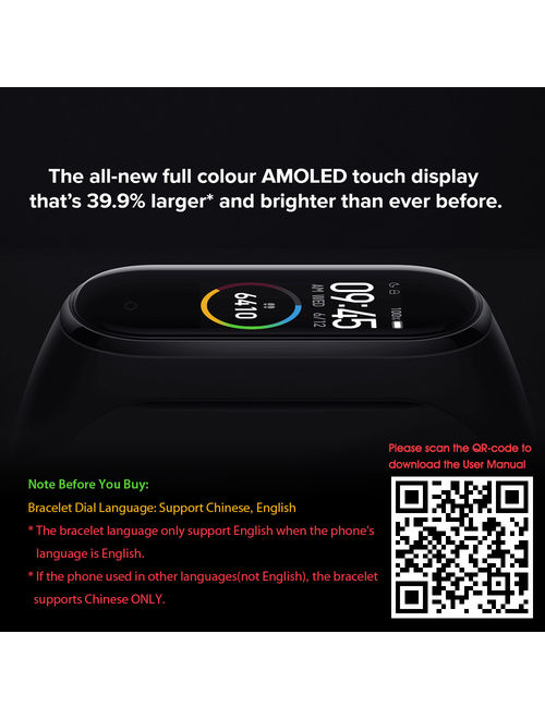 Xiaomi Mi Wristband 4 bluetooth 5.0 Smart Watch Heart Rate Fitness Tracker 0.95 inch Color AMOLED Screen