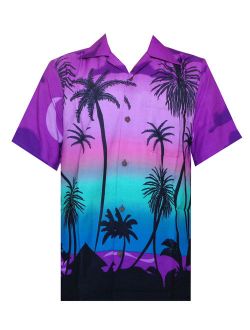Hawaiian Shirt 42 Mens Allover Coconut Tree Beach Aloha Party Purple 3XL