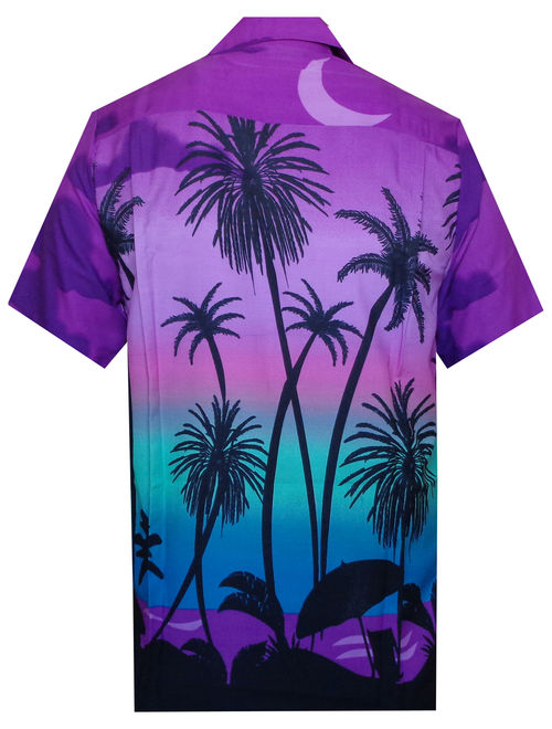 Hawaiian Shirt 42 Mens Allover Coconut Tree Beach Aloha Party Purple 3XL