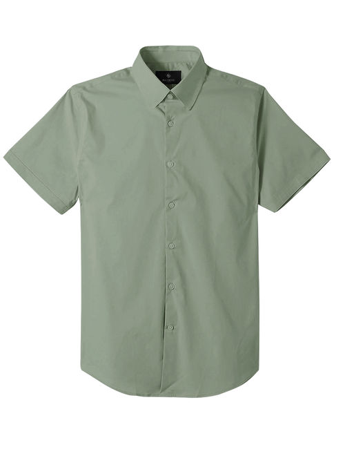 Men's Short Sleeve Premium Slim Fit Solid Dress Shirts