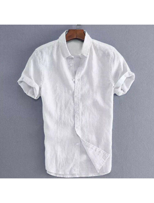 Fashion Men's Summer Casual Dress Shirt Mens Short Sleeve Shirts Tops Blouse Tee