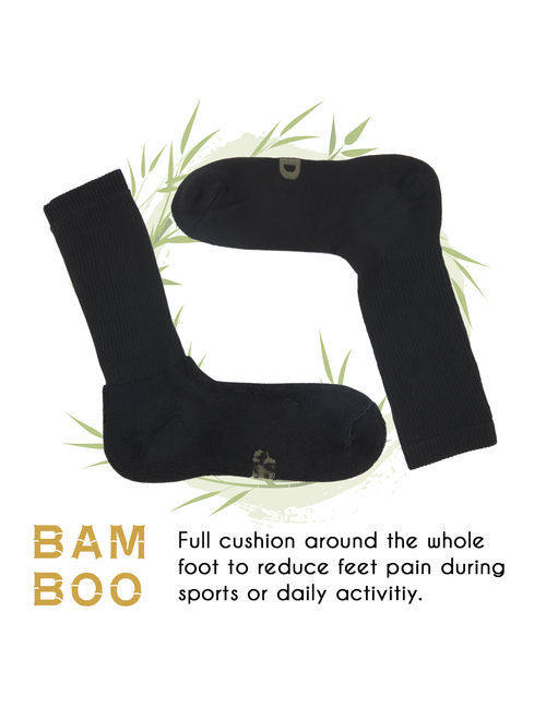 +MD Men's Heavy Full Cushioned Moisture Wicking Bamboo Crew Socks 6 Pack