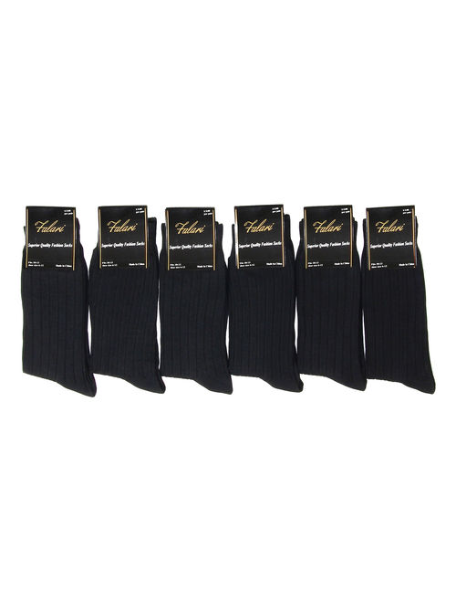 Falari 6-Pack Black Men Dress Socks Size 10-13