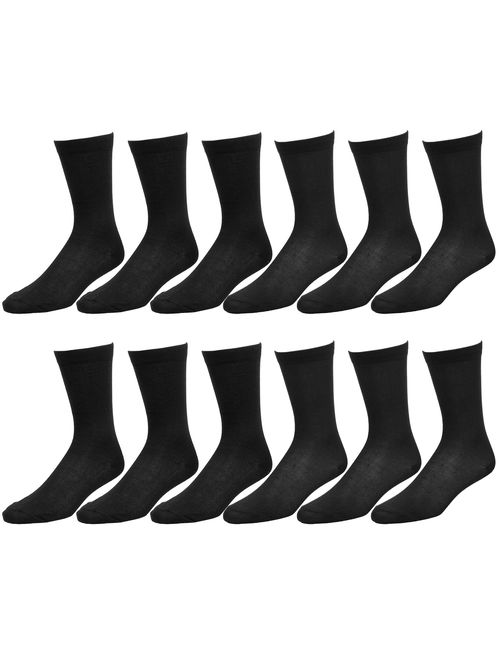 12-Pack Solid Black Color Men Dress Socks Size 10-13