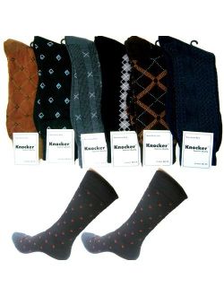 6 Pairs Mens Dress Socks Assorted Business Casual Print Work Size 10-13 Fashion