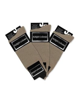 3 Pair of Biagio Solid TAUPE LIGHT BROWN Color Men's COTTON Dress SOCKS