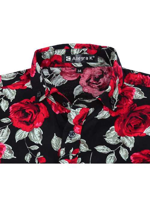 Men's Floral Button Down Short Sleeve Beach Hawaiian Casual Shirt