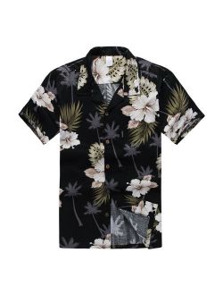 Hawaiian Shirt Aloha Shirt in Black Palm Floral