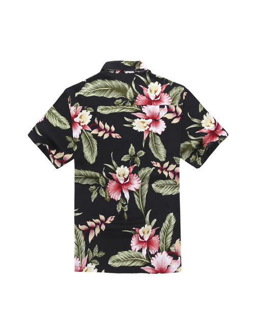 Men's Hawaiian Shirt Aloha Shirt M Black Rafelsia Floral