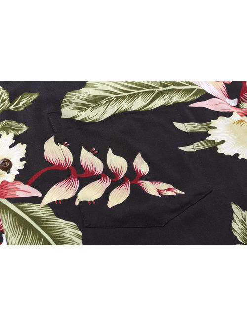Men's Hawaiian Shirt Aloha Shirt M Black Rafelsia Floral
