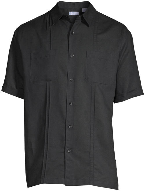 Cafe Luna Men's Short Sleeve Two Pocket Linen Woven Shirt