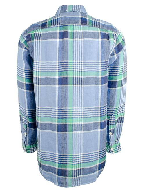 Polo Ralph Lauren Men's 2-Pockets Plaid Linen Long Sleeve Shirt-B-XL
