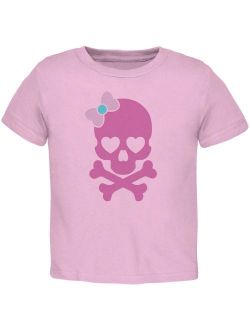 Halloween Pink Skull and Bow Light Halloween Pink Toddler T-Shirt