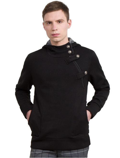 Men's Long Sleeves Stand Collar Slim Fit Hooded Sweatshirt