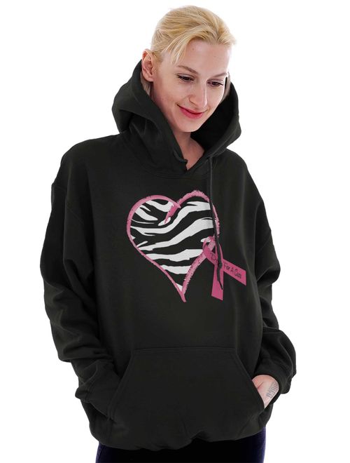 Pink Ribbon Zebra Breast Cancer Awareness Hoodie