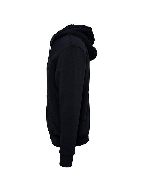 Fresh Groove Men's Soft Sherpa-Lined Fleece Hoodie Sweatshirt, Black, S