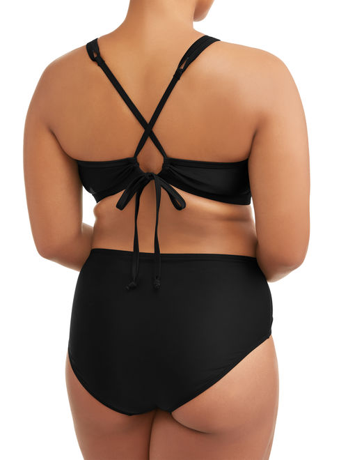 Time and Tru Women's Plus-Size Core High Neck Print Bikini Swimsuit Top