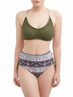 Women's Bohemian Floral Crochet Swimsuit Top