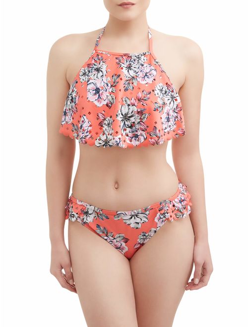 Time and Tru Women's Beach Blooms Flounce Swimsuit Top