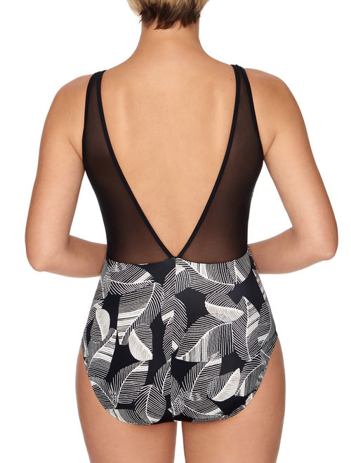 Time and Tru Women's Print Mesh One-piece Swimsuit