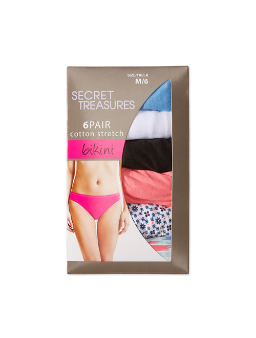 Secret Treasures Ladies Cotton Stretch Bikini Panty, 6 pack