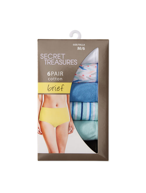 Secret Treasures Ladies 100% Cotton Brief Panty, 6 pack