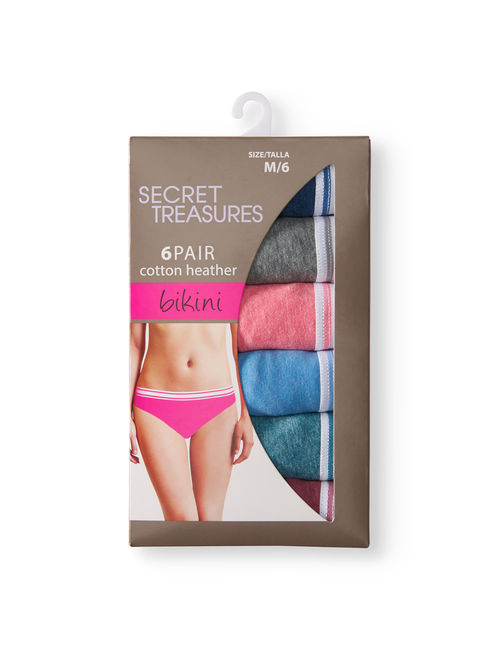 Secret Treasures Ladies Cotton Heather Bikini Panty, 6 pack