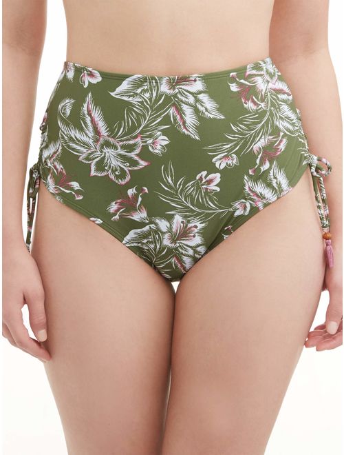 Time and Tru Women's Sun Ray Floral High-Waist Swimsuit Bottom