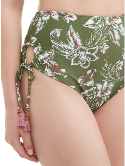 Time and Tru Women's Sun Ray Floral High-Waist Swimsuit Bottom