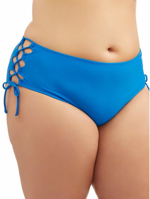 Time and Tru Women's Plus Solid Highwaist Swimsuit Bottom