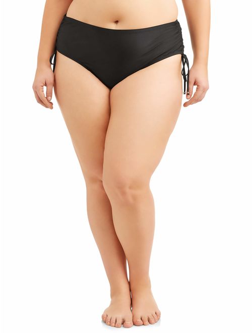 Time and Tru Women's Plus-Size Core Ruched Brief Swimsuit Bottom