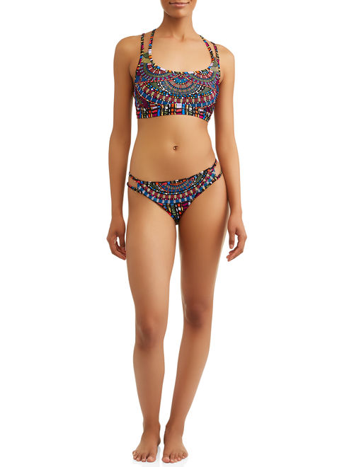 Time and Tru Women's Mozambique Strappy Scoop Swimsuit Bottom