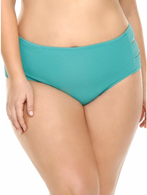 Time and Tru Women's Plus-Size Solid Crinkle High-Waist Swimsuit Bottom